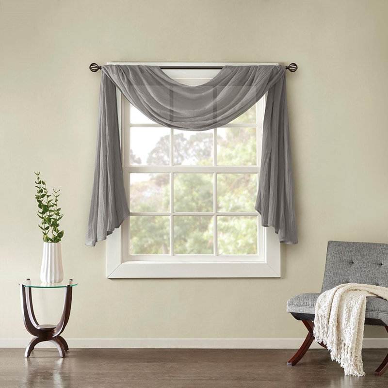 Solid Crushed Scarf Sheer, Gray