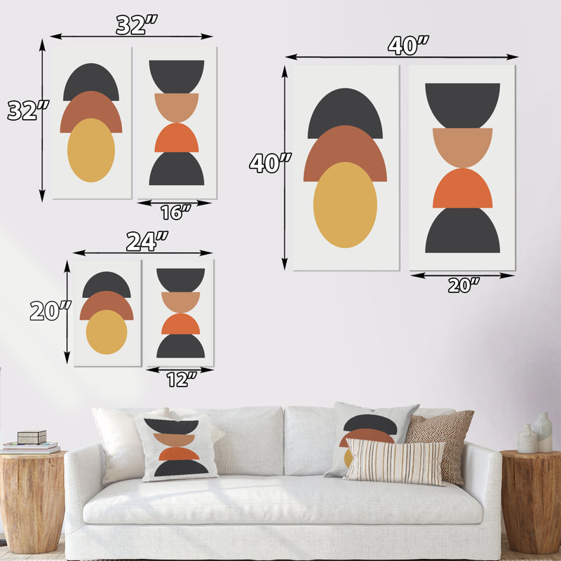 Creative Creative Designs in Retro Colors II - ensemble de 2 peintures, Toile tendue, H 20 po x l 24 po x P 1 po