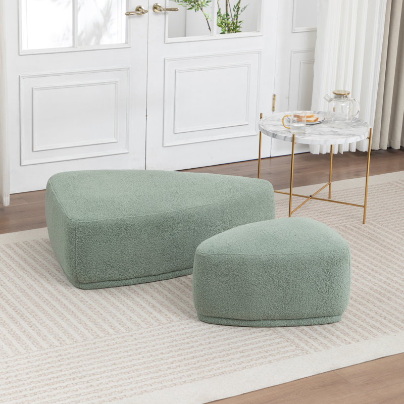 Sam 2 - Piece Faux Fur Upholstered Ottoman, Green