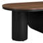 Table basse 48,36 po ovale, métal industriel noir de luxe avec tiroir de rangement pour le salon et pieds réglables