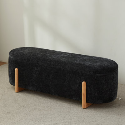 Banc de rangement en chenille moderne avec compartiment caché à couvercle rabattable, banc de chambre d'entrée avec pieds en bois massif