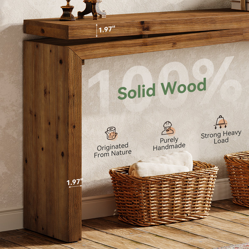 Console 63 po en bois massif pour vestibule