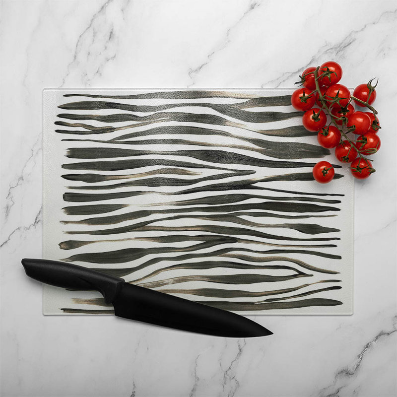 Zebra Stripes Glass Chopping Board, 40cm L x 28cm W