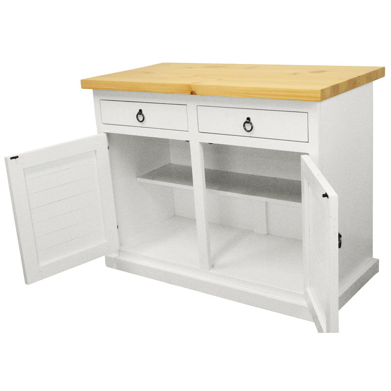 Îlot de cuisine Crownsville, Pin, Blanc brillant