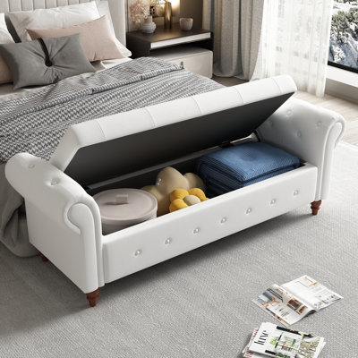 Banc avec siège capitonné et accoudoirs