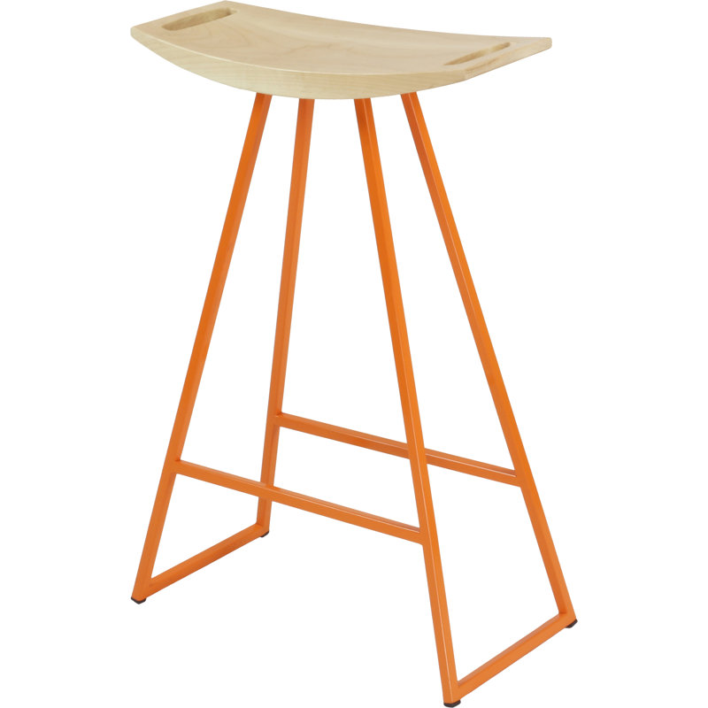 Robert Counter Stool with Metal Frame, Maple, Orange, Counter Stool (24" Seat Height)