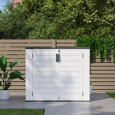 4.7 ft. W x 2.2 ft. D 1200L Outdoor Resin Horizontal Storage Shed With Floor, Lockable