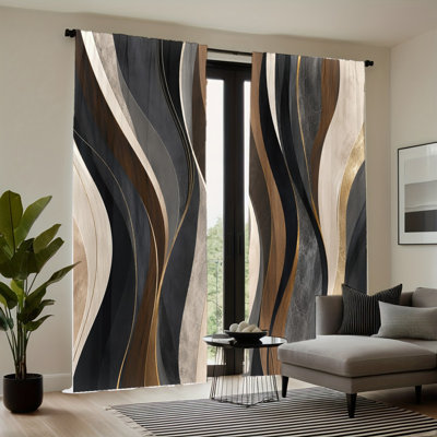 2 rideaux filtrant la lumière avec motif vertical abstrait à rayures verticales 2PCS, chic décoration intérieure, passe-tringle facile à installer, rideaux de fenêtre toutes saisons pour le salon