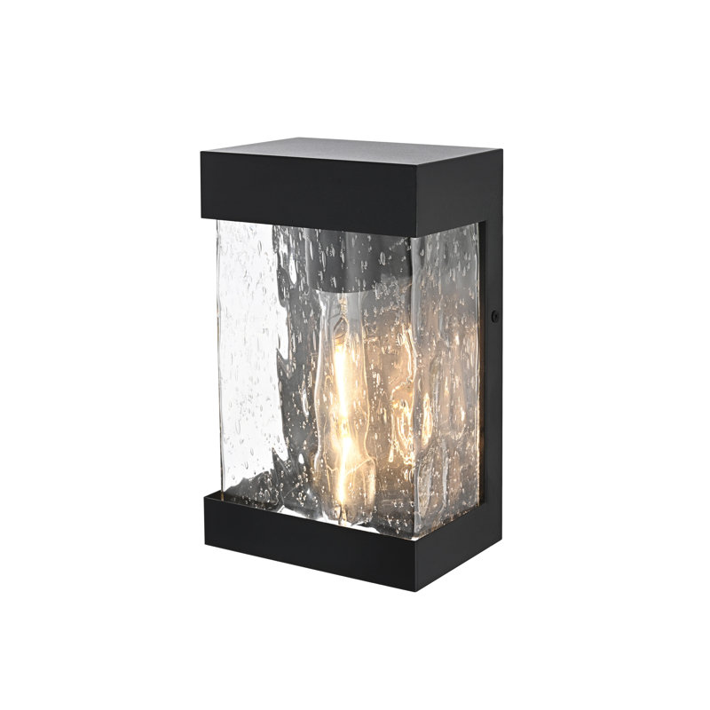 Linch Outdoor Wall Sconce in Black, 10" H x 6" W x 4" D