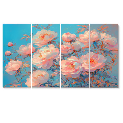 «Pastel Blossom Dream Of Pe pivoines» - art mural pivoines - ensemble d'art mural traditionnel