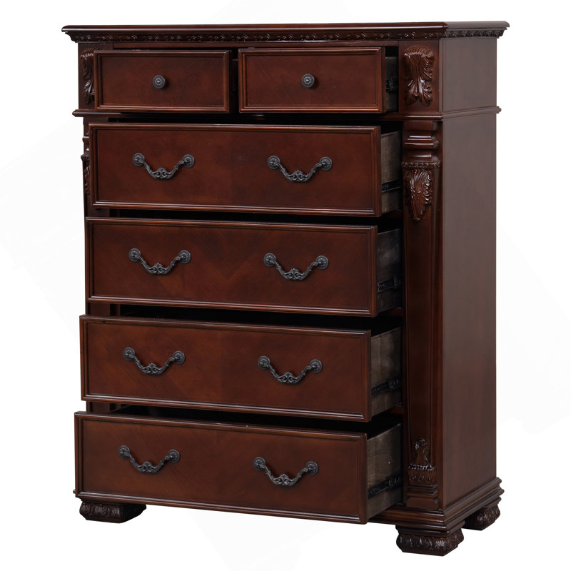 Commode 6 tiroirs Lyndon G09400-CH, cerise