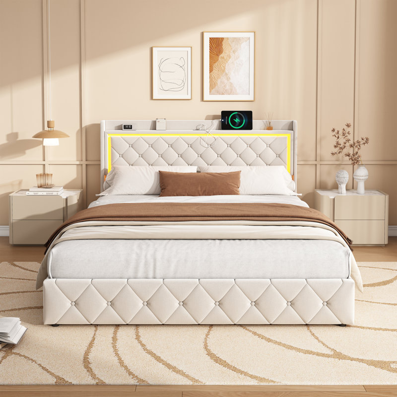 Upholstered Storage Bed, European King (160 x 200 cm)
