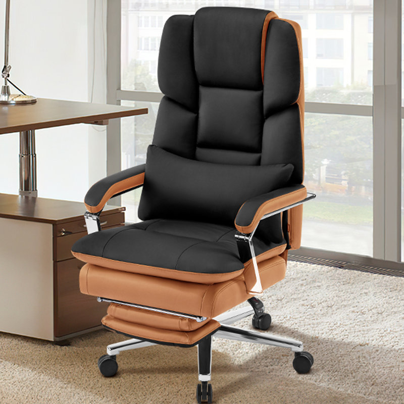 Fauteuil de direction double rembourré avec repose-pieds, Noir