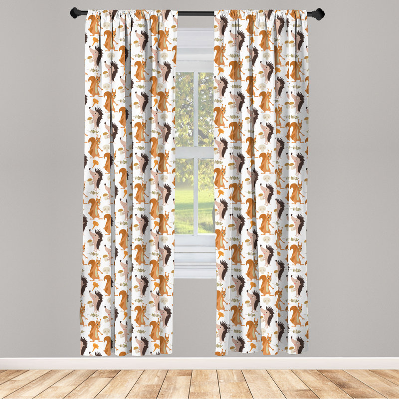 Squirrel Semi-Sheer Rod Pocket Curtain Panels, 28" x 63"