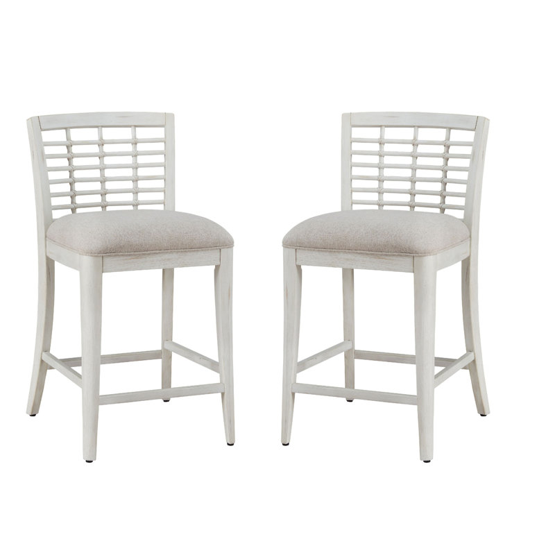 Culbreth Bar Stool, Beige Seat/White Frame, Short Stool (18" Seat Height)