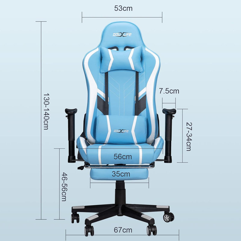 Upgraded Massage Gaming Chair 7-Point, Office Chair with Footrest & Lumbar Support, Thickened and Widened Cushions Backrest