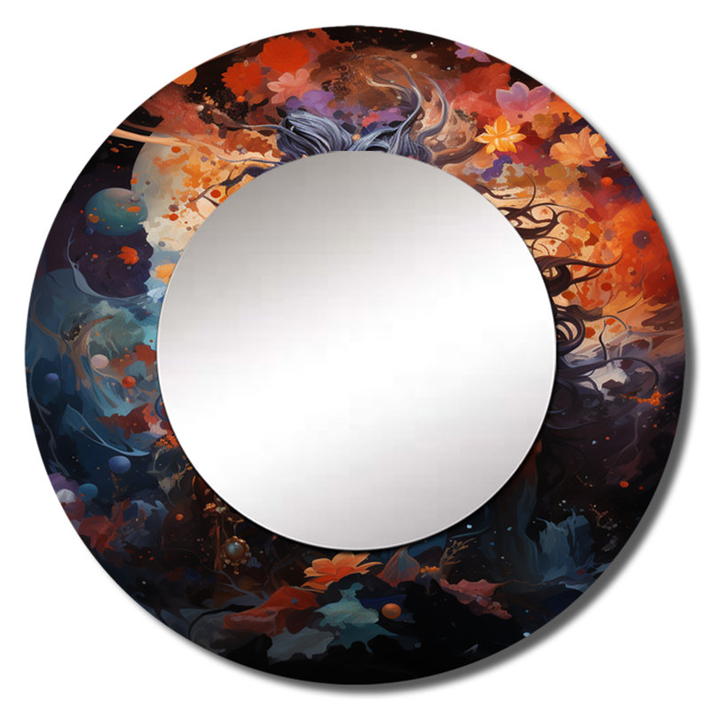 Senika Hinduisim Art Shivas Cosmic - Hinduism Decorative Mirror, Traditional Round Wall Mirror, Printed Metal Art, 23" x 23"