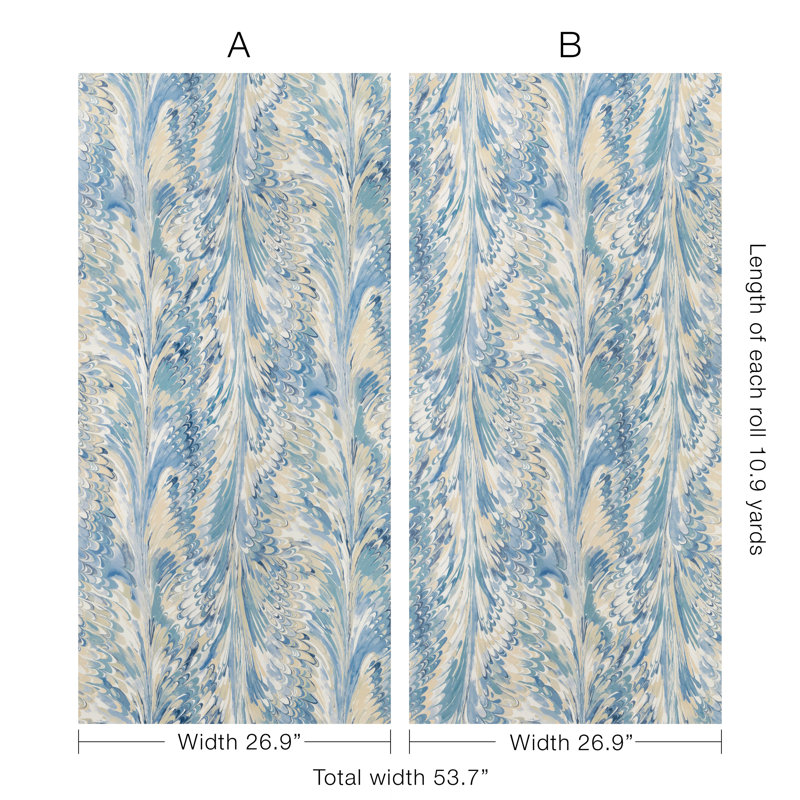 Garden Walk Taplow Abstract Pulp Blend Border, Capri/Sky