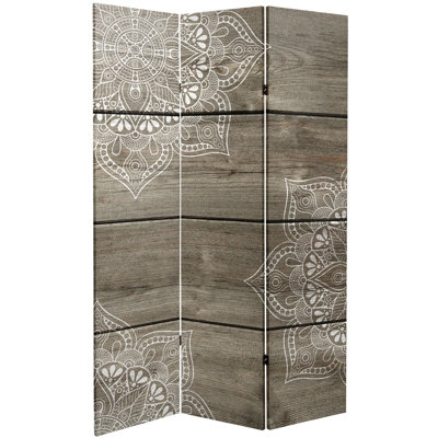 6 Ft. Tall Double Sided Mandala On Oak Canvas Room Divider