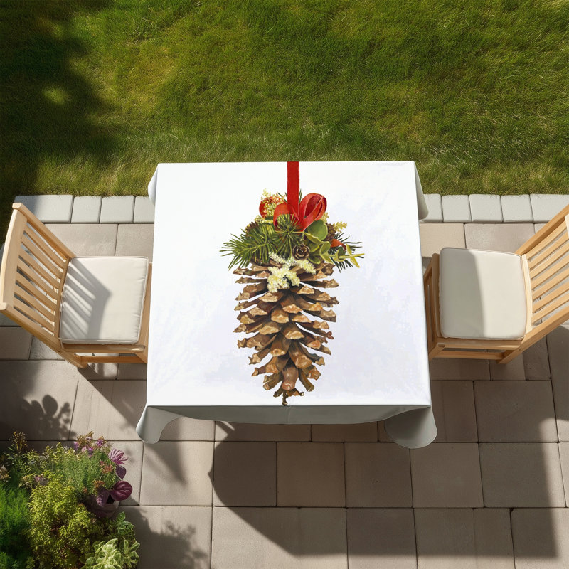 Christmas Pine Cone Tablecloth | Rustic Indoor/Outdoor Decor