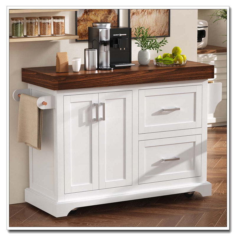 53" Large Kitchen Island, White