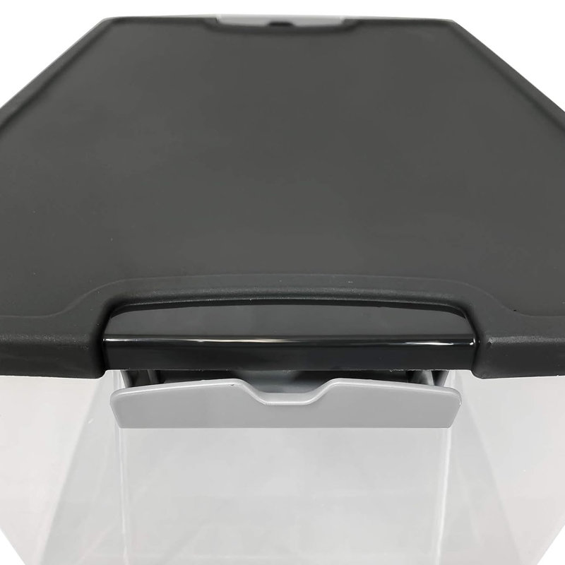Ensemble de fourre-tout de rangement en plastique 64 qt secure latch, 15 pintes, 4, Gris