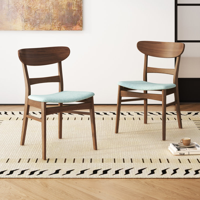 Ensemble de 2 chaises de salle à manger rembourrées, Menthe et brun