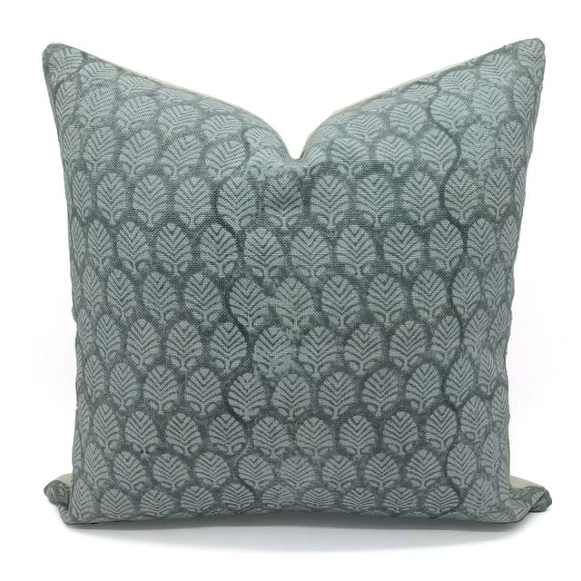Sanganeri Jaal Linen Square Pillow Cover, 14"H x 14"W