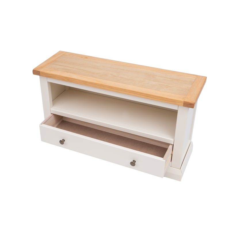 Abington TV Stand, Natural/White/Brass