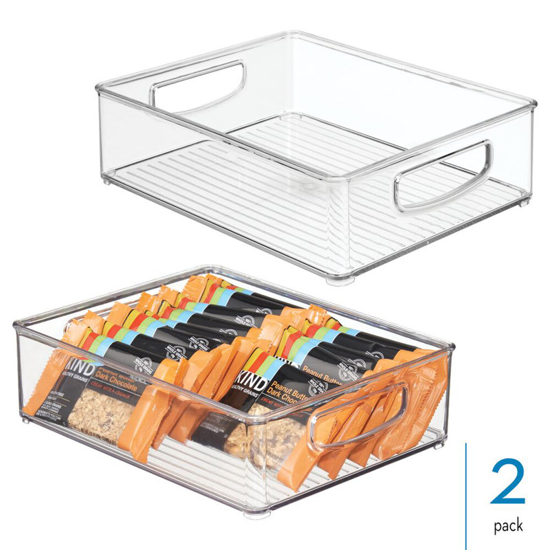 Bac à manger empilable en plastique avec poignées iDesign - Ensemble de 2 - Transparent