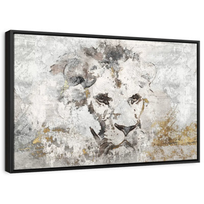 Lion africain sur toile dorée