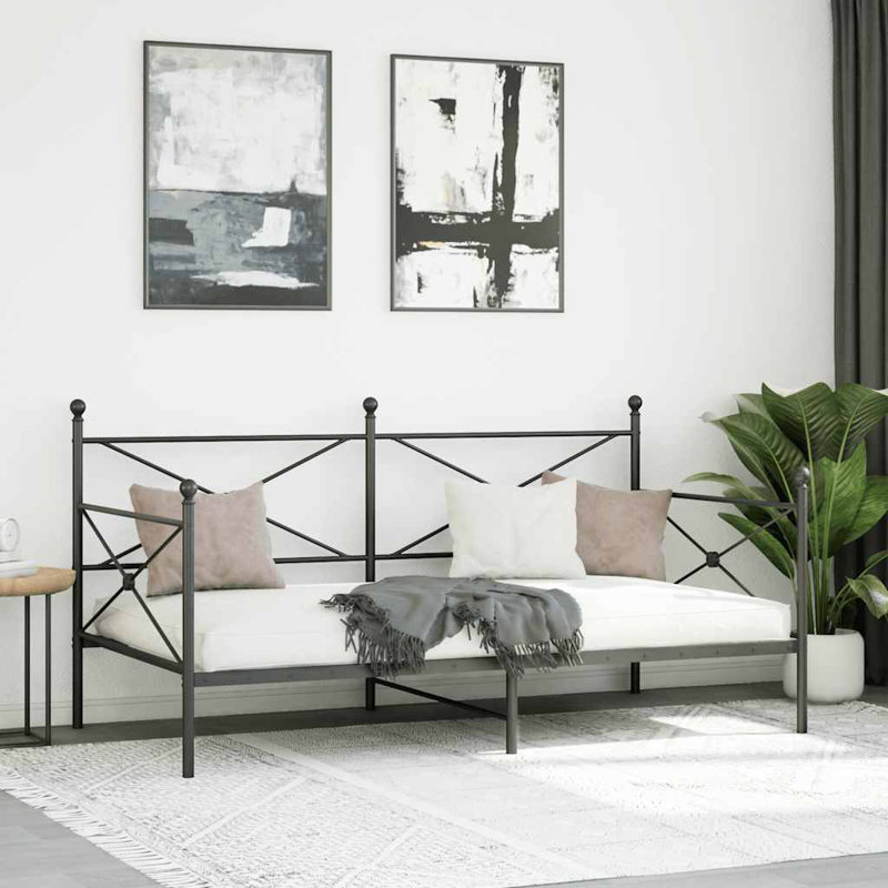 Day Bed Without Mattress Steel, 105.5 x 197cm, Black, None