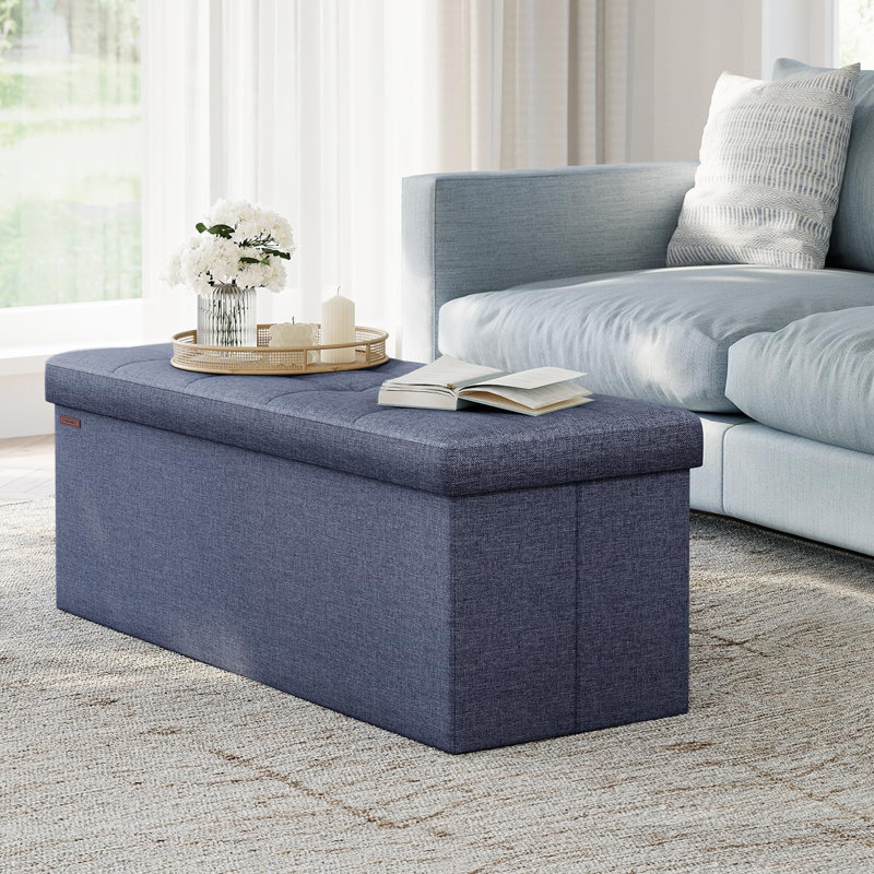Banc de rangement avec repose-pieds 43 pouces, Bleu brumeux
