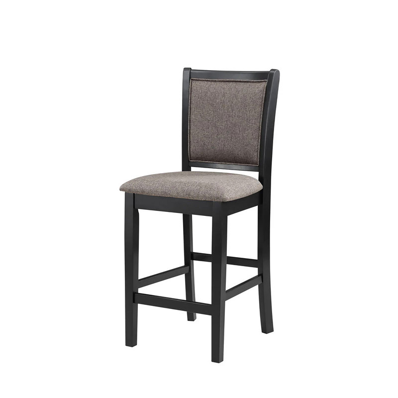 Ensemble de 2 chaises à hauteur de comptoir Mac, motif treillis, bois brun noir