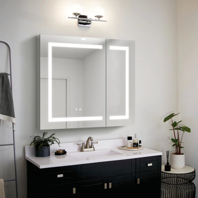 Armoire à pharmacie avec miroir et 3 tablettes réglables Ameesha W H 30 po