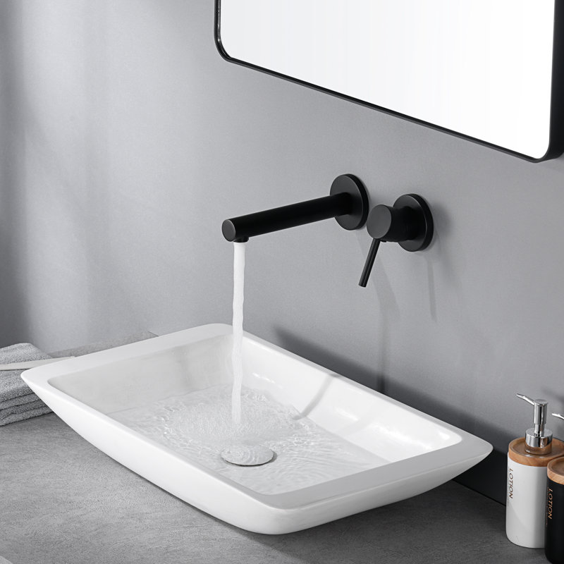 Robinet de lavabo de salle de bain, robinet de lavabo mural à poignée simple, robinet de meuble-lavabo avec valve brute en laiton