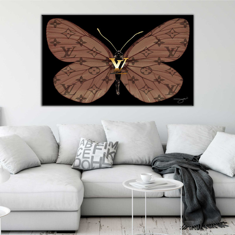 Jodi Louis Vuitton Butterfly (Horizontal) by By Jodi - Print, Wrapped Canvas, 36" H x 60" W, No Frame