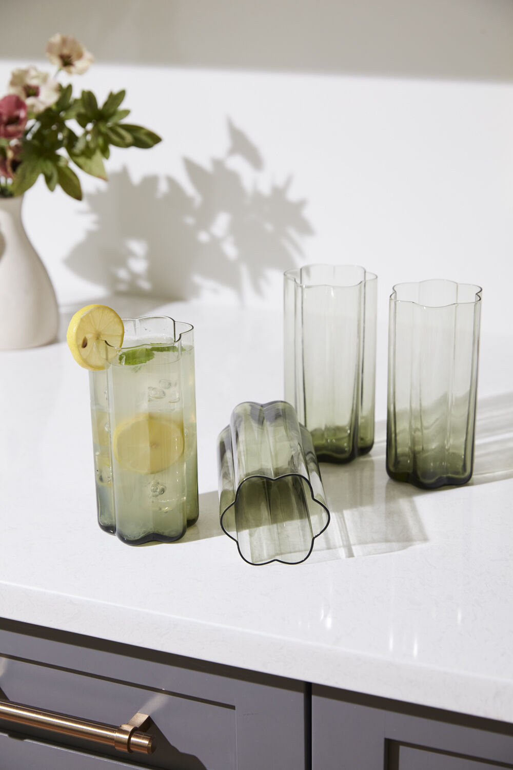 Ribbed Drinking Glass