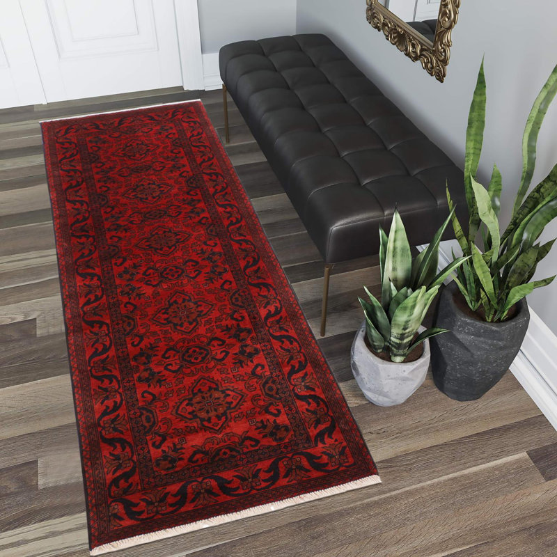 Tapis de couloir oriental en laine noué à la main 2 pi 9 po x 9 pi 2 po Cremeans