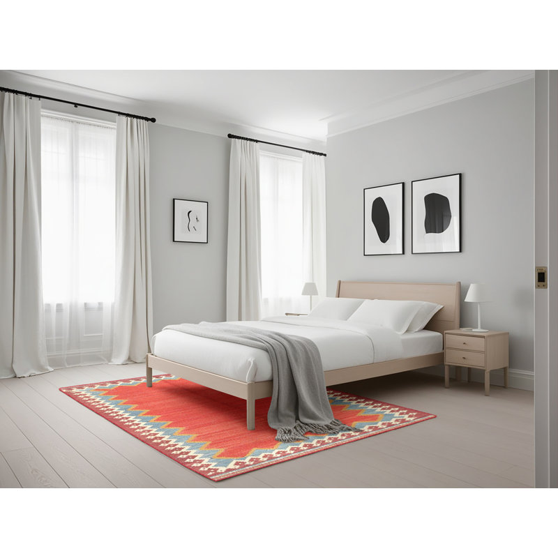 Tapis de zone rouge/brun contemporain, Rectangle 5 pi x 7 pi