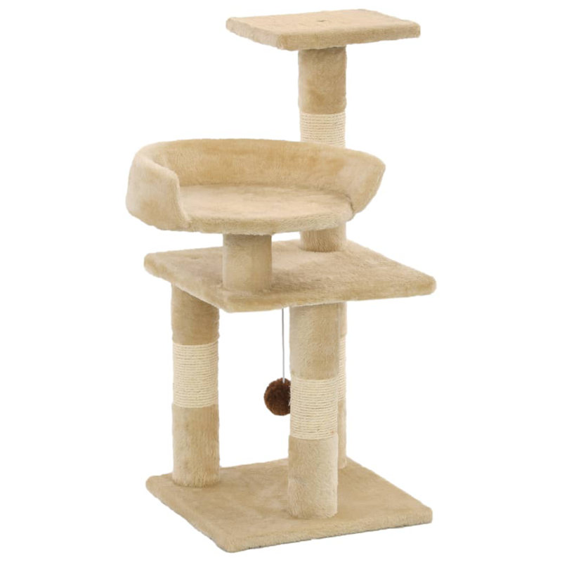 Arbre à chat vidaXL, panneau de particules beige, peluche douce, corde de sisal moyenne