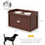Grande station d'alimentation pour chien - 2 bols surélevés amovibles et boîte de rangement, armoire à nourriture brune avec espace spacieux pour chiens, teinte