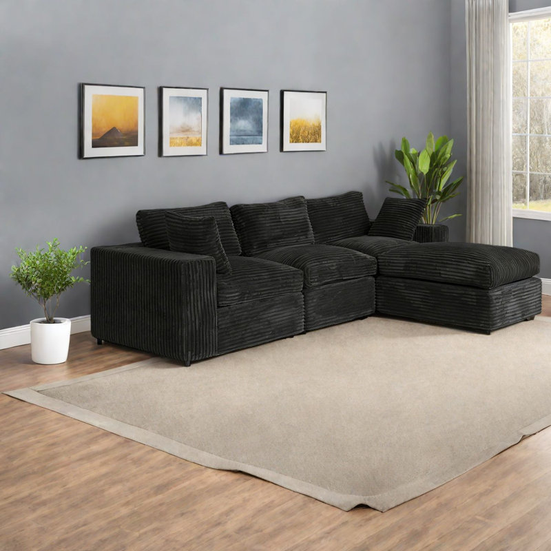 Canapé modulaire à assise profonde modulaire, forme de chenille moderne en L pour la maison
