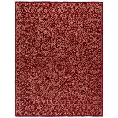 Balyeet Hand Tufted Wool/Cotton Oriental Rug in Red