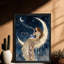 Art mural noir inspiré de la lune, femme encadrée, décorations célestes bohémiennes mystiques-1302157246