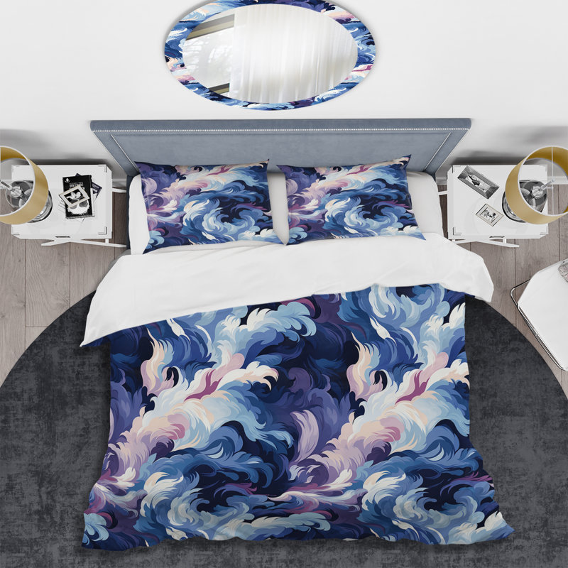 Celestial Aura Ripple - Ensemble de housse de couette abstrait - Microfibre de polyester