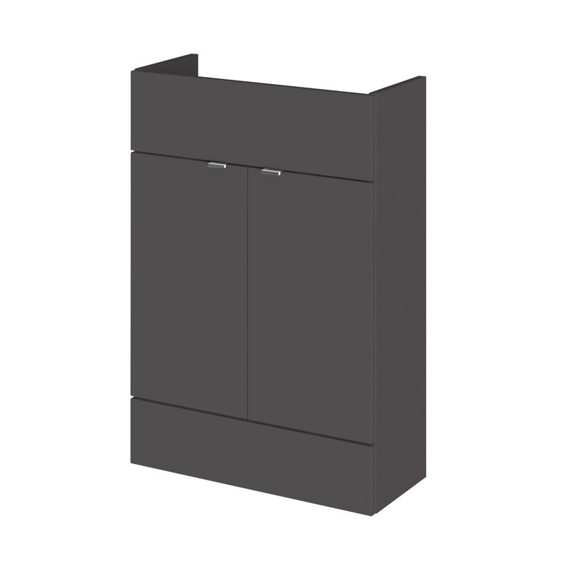 Fusion 60cm Single Bathroom Vanity Base Only, Gloss Grey