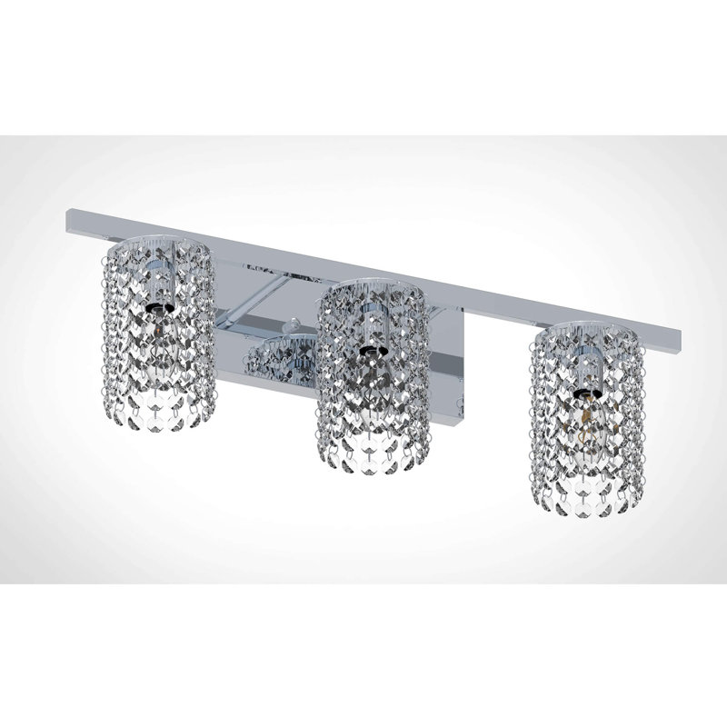 Éclairage pour salle de bain 3 lumières 24 po avec abat-jour rond en cristal Flemington