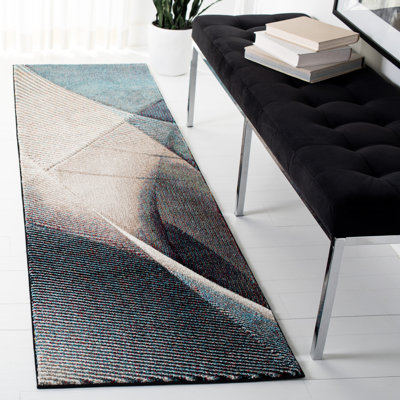 Tapis beige / bleu à motif abstrait Vilica