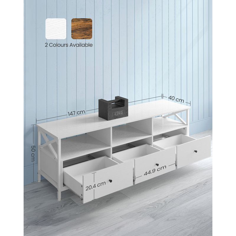 Adame TV Stand, 50cm H x 147cm L x 40cm W, White